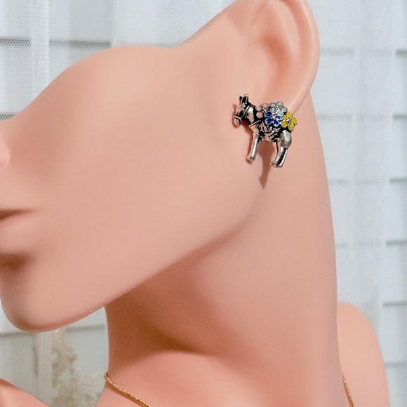 ⚜️ Colorful Enamel Donkey Earrings - Picture 5 of 7